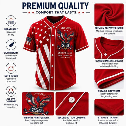 LibertyLegacy – 250th Anniversary Freedom Baseball Jersey
