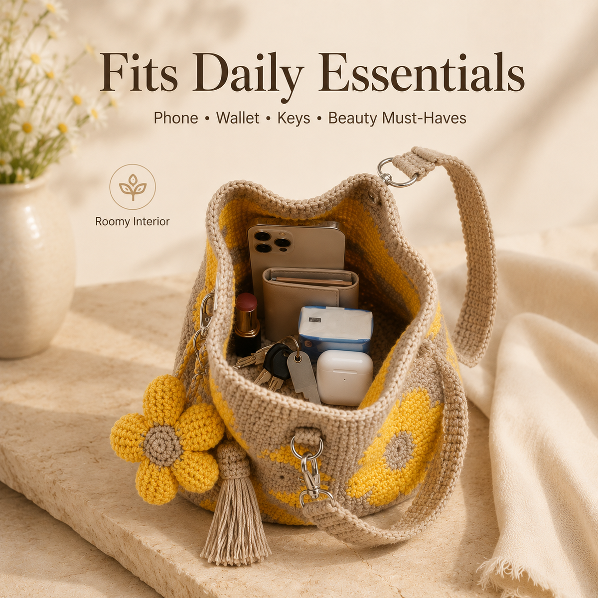 BloomStitch - Handmade Crochet Flower Tote Bag