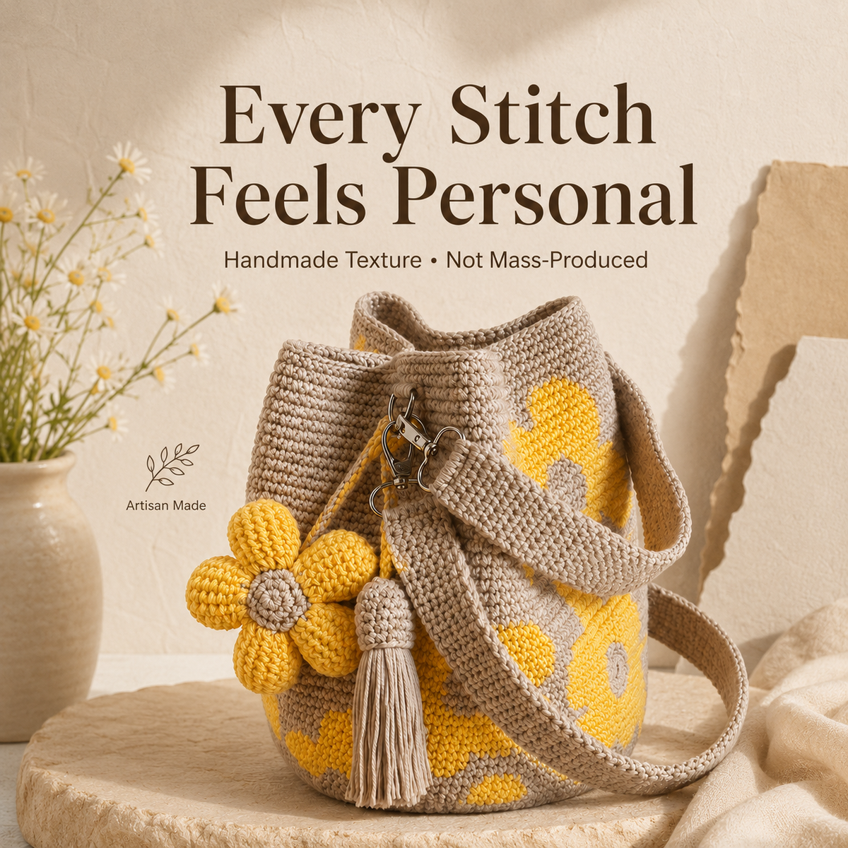 BloomStitch - Handmade Crochet Flower Tote Bag