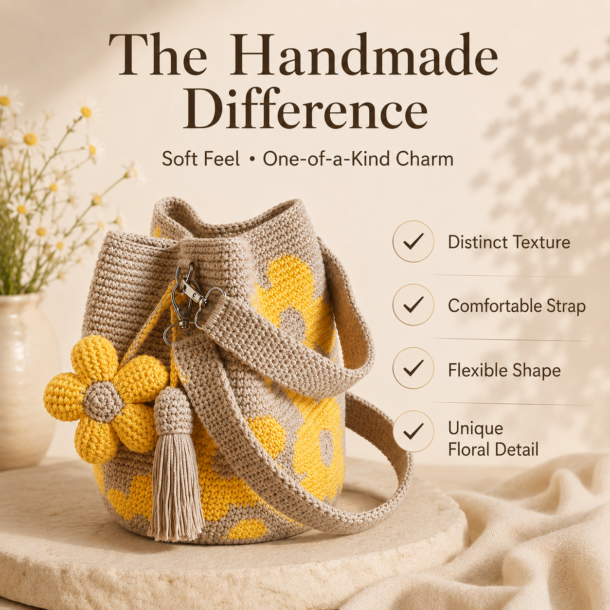 BloomStitch - Handmade Crochet Flower Tote Bag