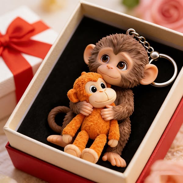 CharmNest – 3D Punch Monkey Emotional Keychain