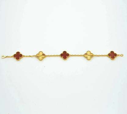AuraLeaf – Lucky Carnelian Clover Bracelet