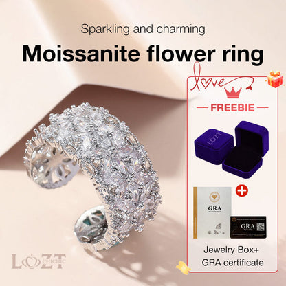 BloomVera – Certified Moissanite Flower Statement Ring