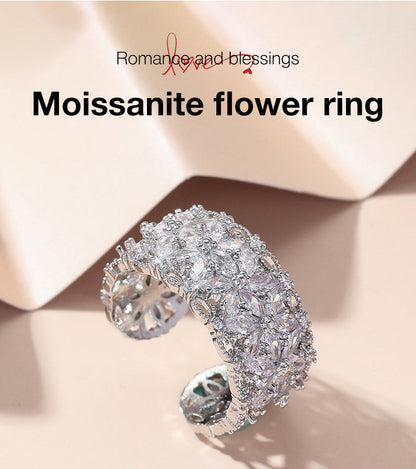 BloomVera – Certified Moissanite Flower Statement Ring