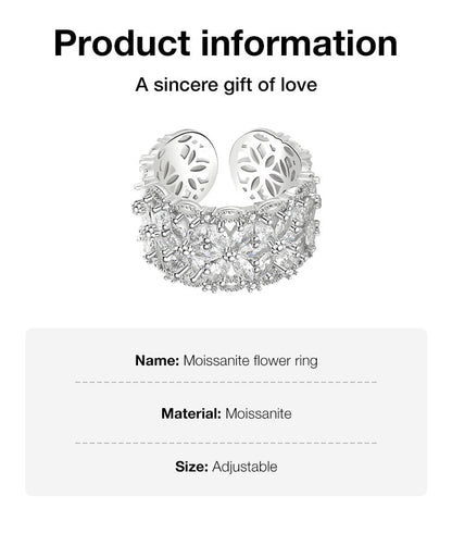 BloomVera – Certified Moissanite Flower Statement Ring