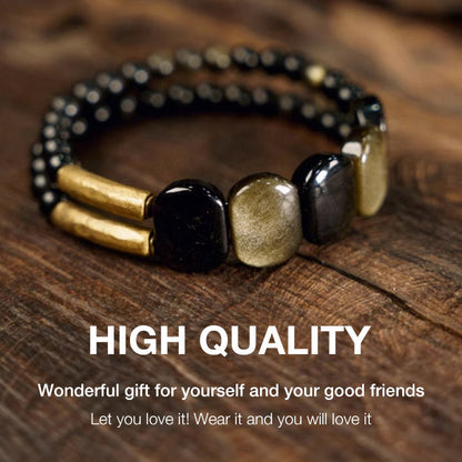 NoirHarmony – Black Obsidian Bracelet