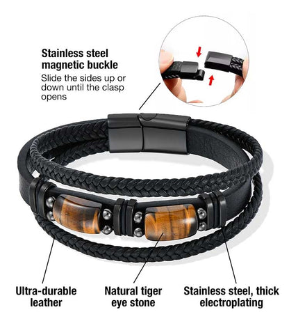 StoneForge – Braided Tiger Eye Leather Bracelet