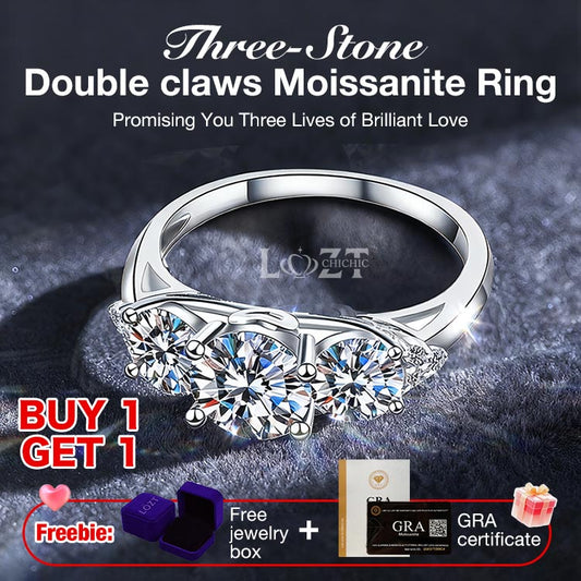 AuraTrio – Three Stone Diamond Look Ring