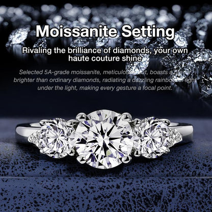 AuraTrio – Three Stone Diamond Look Ring