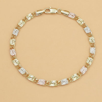 GoldenBlend – Three-Tone Link Bracelet