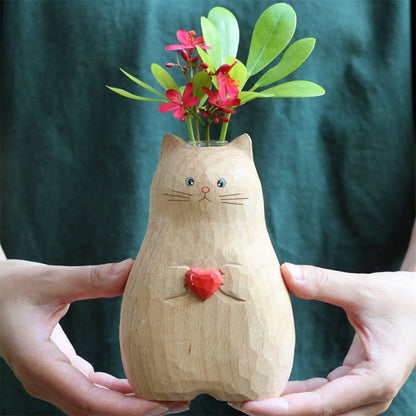 WoodWhisker – Handmade Wooden Cat Vase