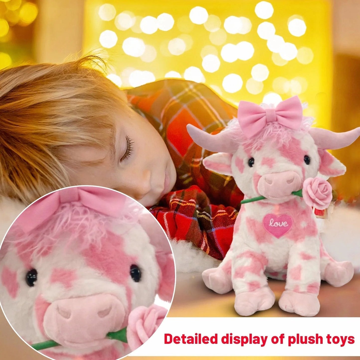 FluffyMoo – Cute Pink Cow Plush Doll