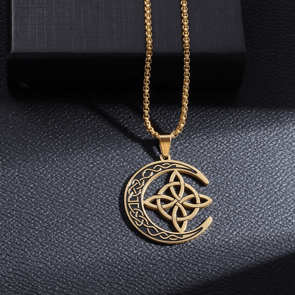 MoonKnot – Celtic Crescent Steel Pendant Necklace