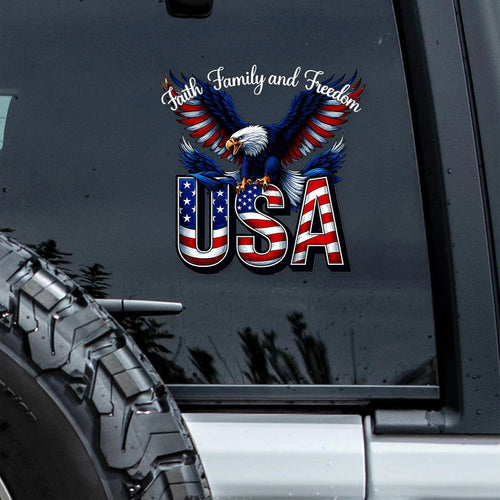 LibertyMark – America 250 Years Faith Family Freedom Car Decal
