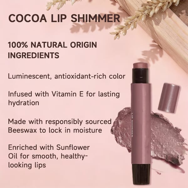 🎁Cocoa Lip Shimmer - 100% Natural Origin (0.09 oz)💖