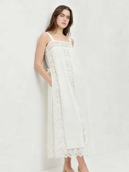 PureLinen – Vintage Lace Summer Midi Dress