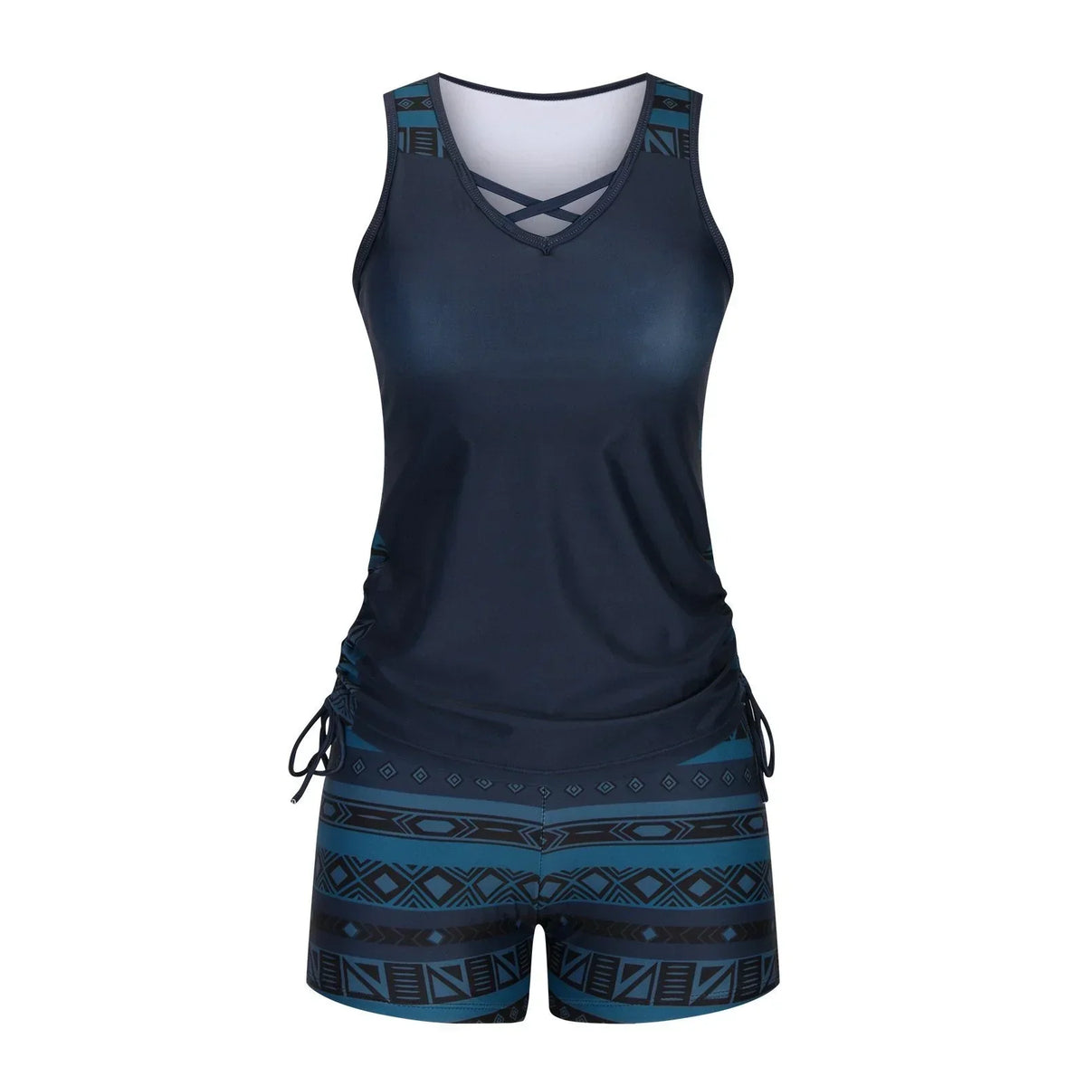 BeachBloom – Modest Bohemian Tankini Swimsuit with Shorts