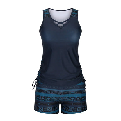 BeachBloom – Modest Bohemian Tankini Swimsuit with Shorts