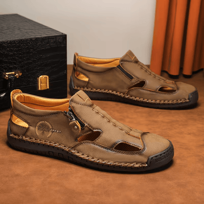 ZipStride — Hand-Stitched Leather Sandal with Ventilation