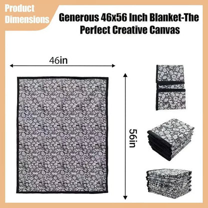 DoodleBlanket – 50×60 DIY Coloring Fleece Throw with 24 Marker Pens