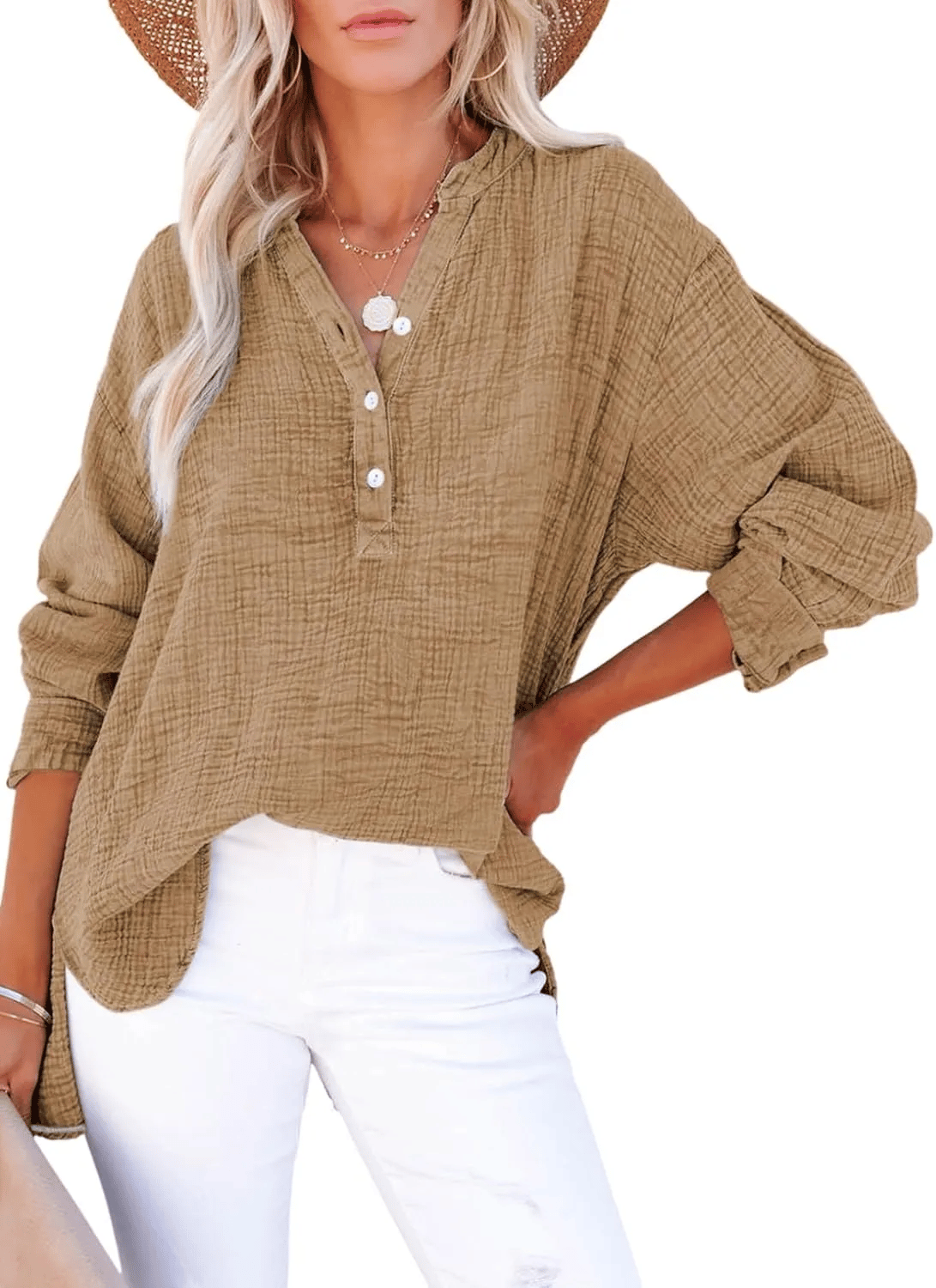 BreezyCharm Top – Oversized Textured Blouse