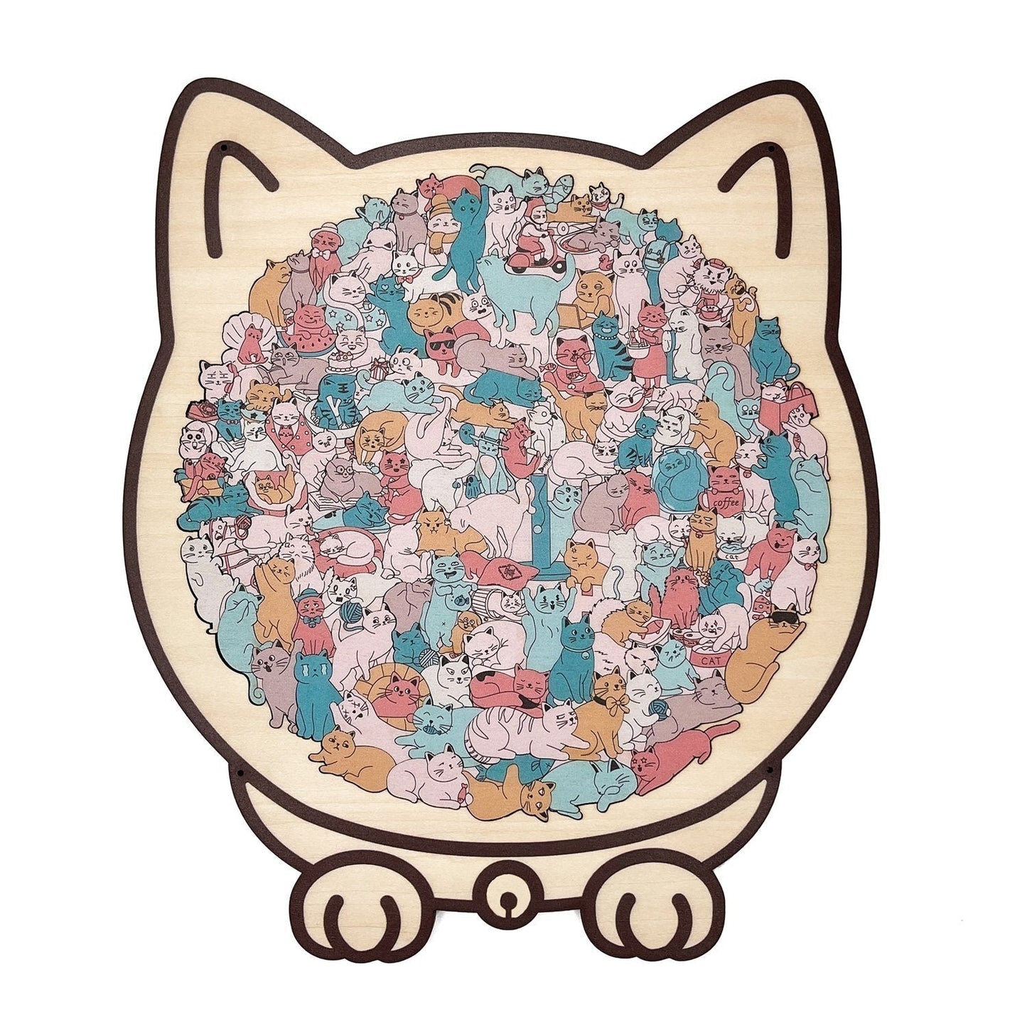 WhiskerCraft – 135 Pcs Cat Shaped Wooden Puzzle