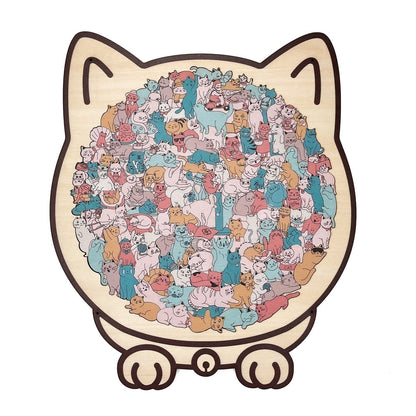 WhiskerCraft – 135 Pcs Cat Shaped Wooden Puzzle