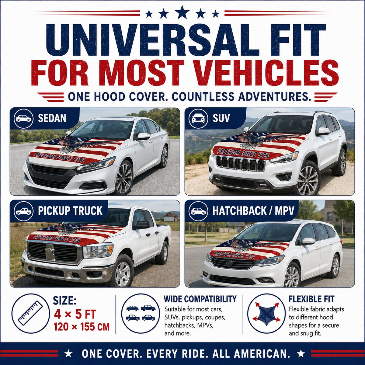LibertyShield – American Flag Car Hood Cover