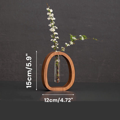 NatureNest – Solid Wood Glass Flower Vase