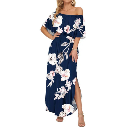 BreezeBelle – Off Shoulder Ruffle Maxi Dress