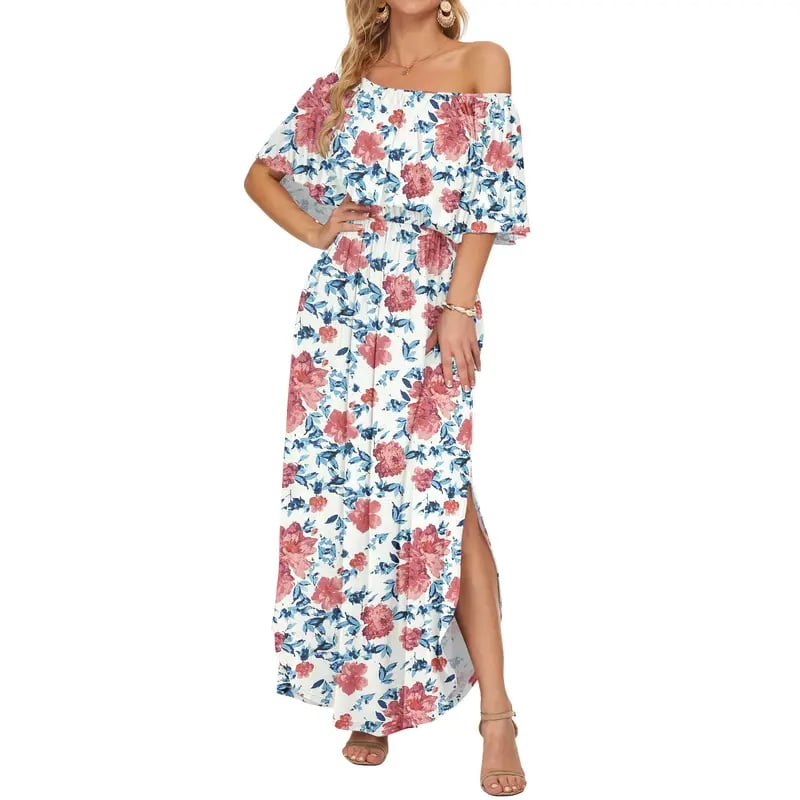 BreezeBelle – Off Shoulder Ruffle Maxi Dress