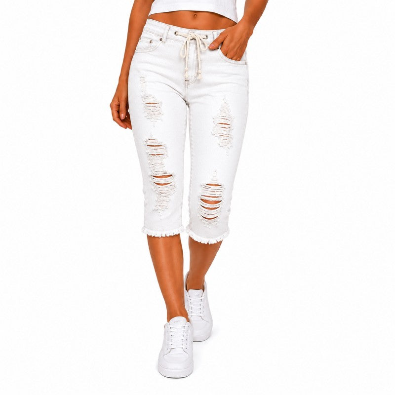 DenimBloom – High Waist Cropped Denim Jeans