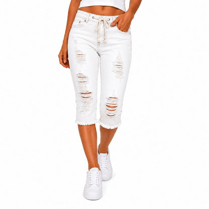 DenimBloom – High Waist Cropped Denim Jeans