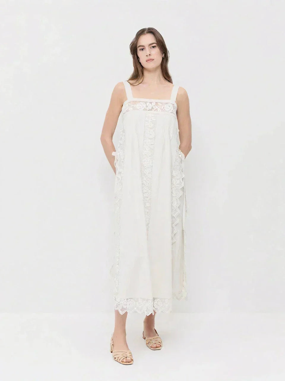 PureLinen – Vintage Lace Summer Midi Dress