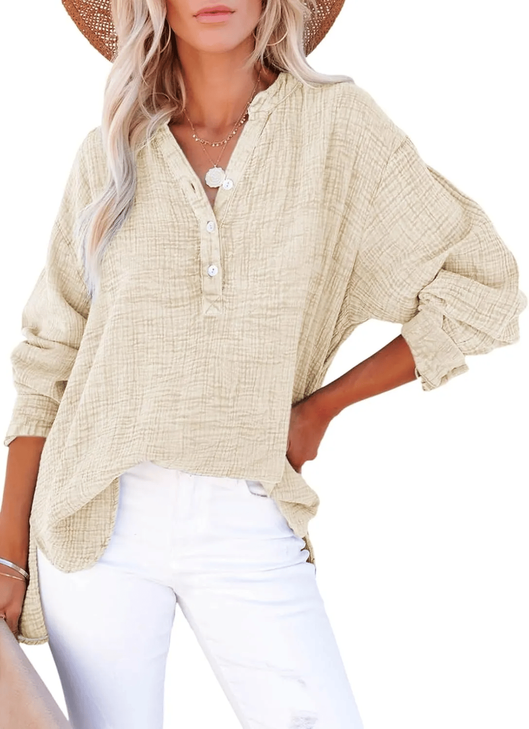 BreezyCharm Top – Oversized Textured Blouse