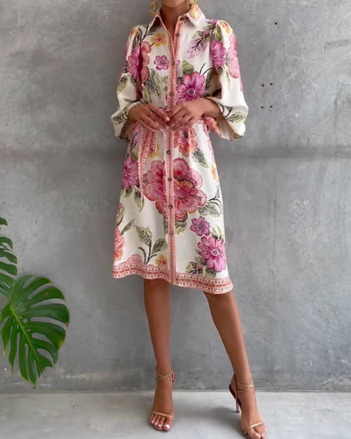 Eleganza Flow – Printed A-Line Dress