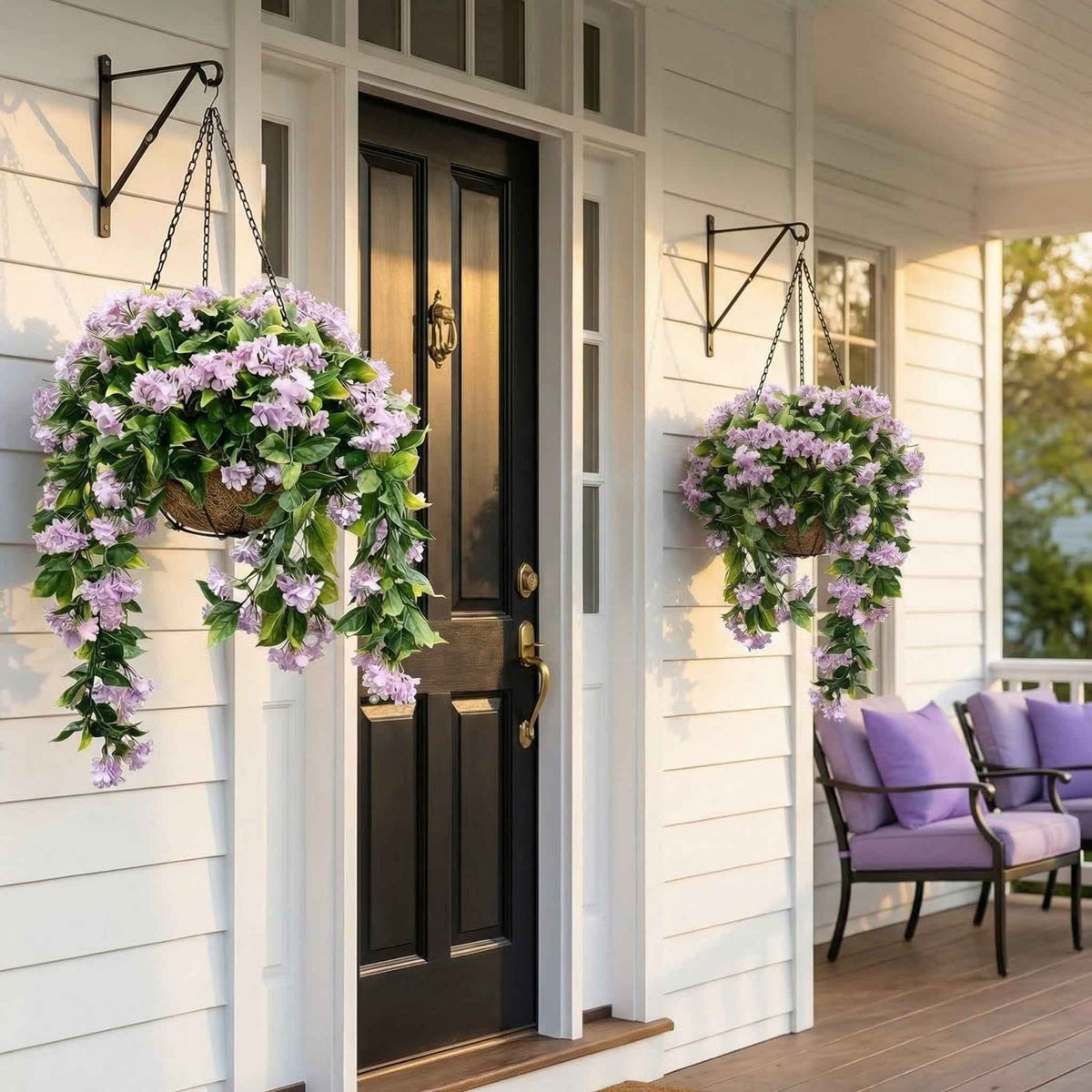 FloraVibe – Faux Crepe Myrtle Floral Hanging Basket