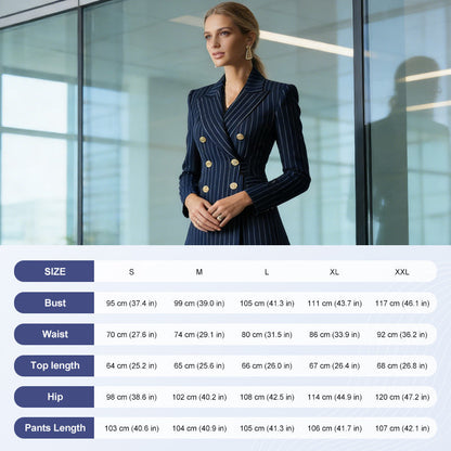 FemmeLine – Women’s Tailored Pinstripe Suit