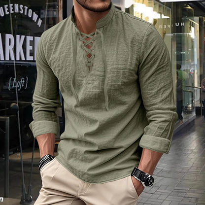 ClassicTie – Men’s Modern Stand Collar Buttoned Shirt