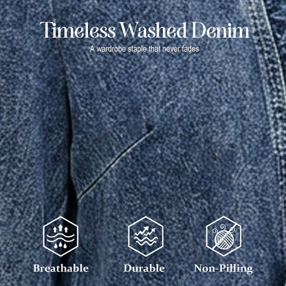DenimLuxe – Women’s Ruffle Trim Denim Jacket