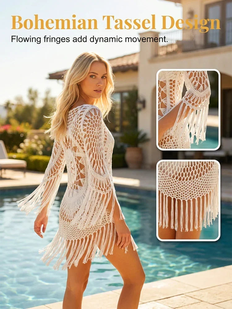 ShoreCharm – Elegant Boho Fringe Beach Cover-Up