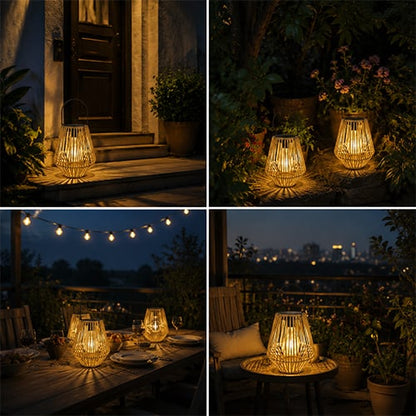 SolarNest - Handwoven Rattan Solar Lantern